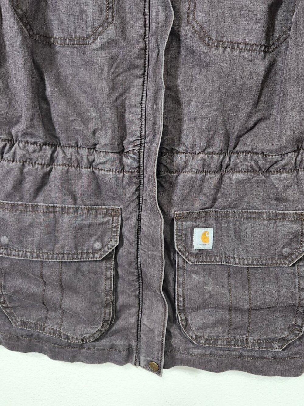 Carhartt Womens Jacket Small 4-6 Utility Field Work Chore Full Zip Pockets Brown - Picture 3 of 16